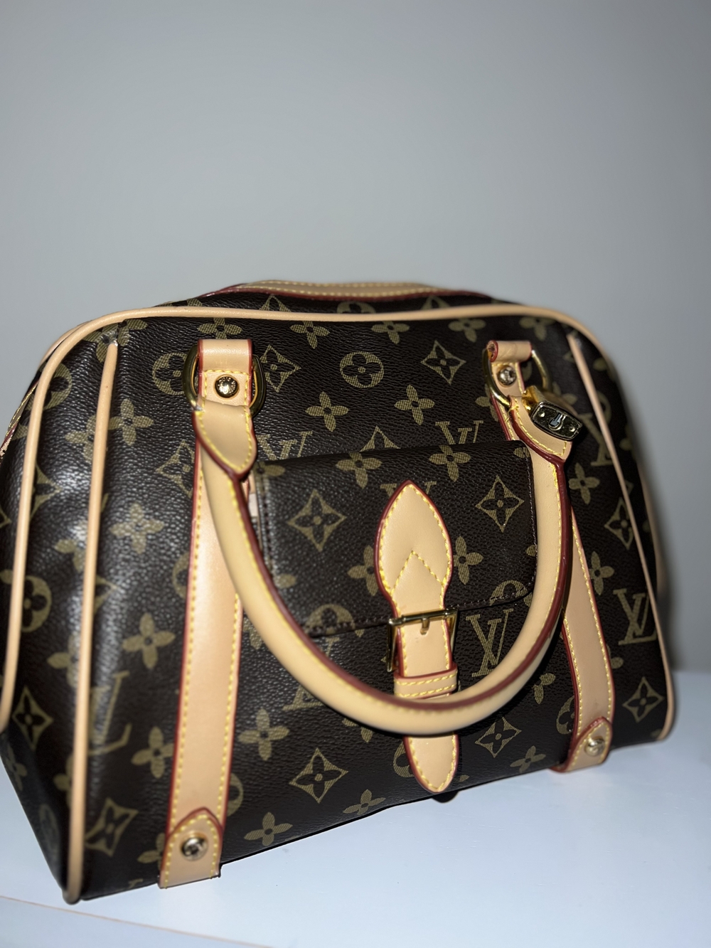 Louis Vuitton Brown Monogram Canvas Satchel with Vachetta Trim